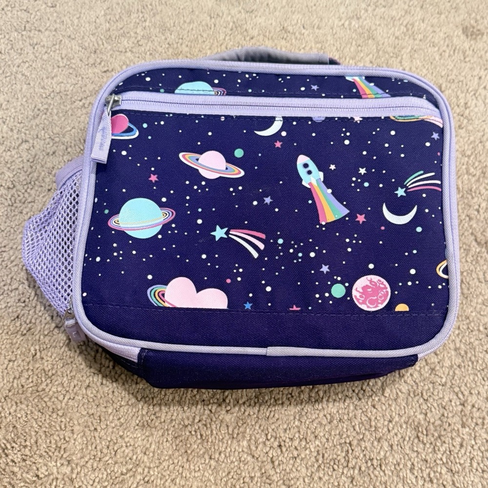 Pottery Barn Kids Rainbow Galaxy Hearts Lunch Box Purple